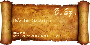 Bőhm Szabina névjegykártya