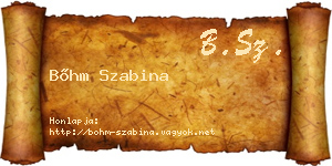 Bőhm Szabina névjegykártya